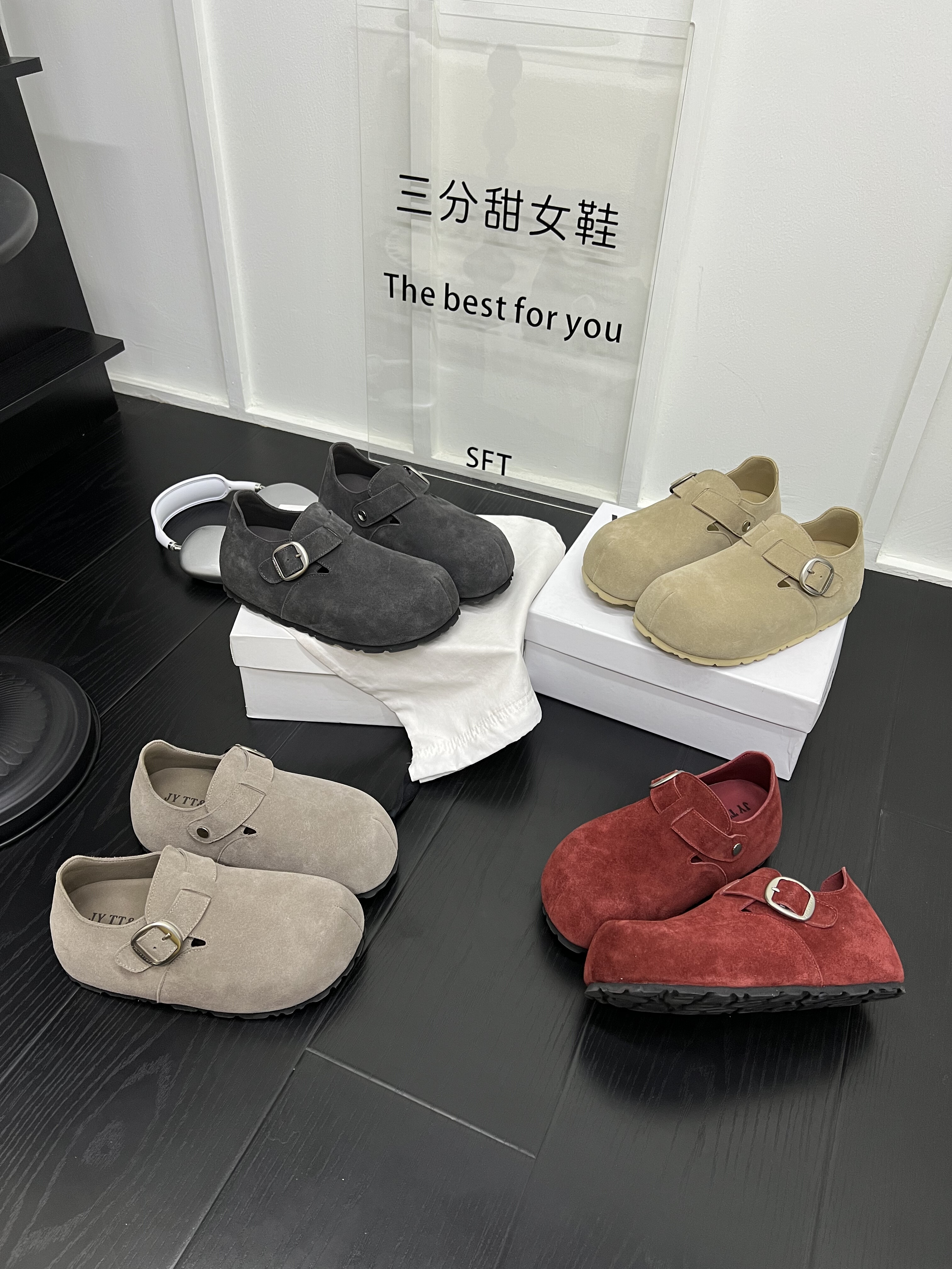 卡皮吧啦磨砂皮厚底一脚蹬卡扣勃肯鞋女爆款增高懒人鞋休闲鞋单鞋,淘宝优惠券,粉丝福利购,淘宝优惠卷