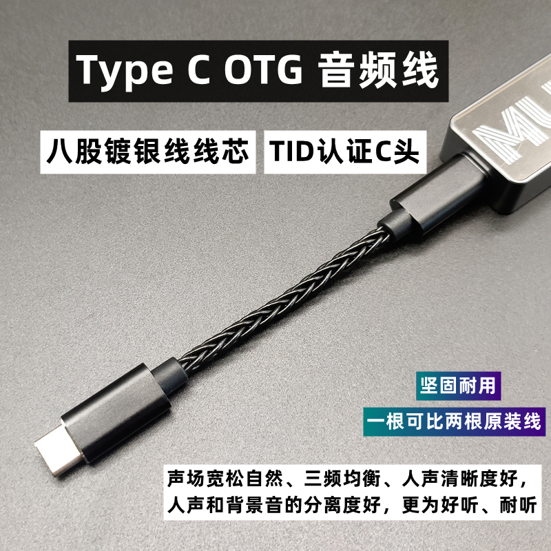 Type C OTG音频线Type C公对公八股镀银线适合山灵海贝飞傲艾巴索 - 图0