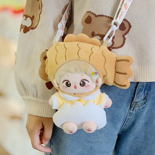 棉花娃娃衣服chiikawa头套鲷鱼烧101520cm线条小狗头饰可背带娃包 - 图3