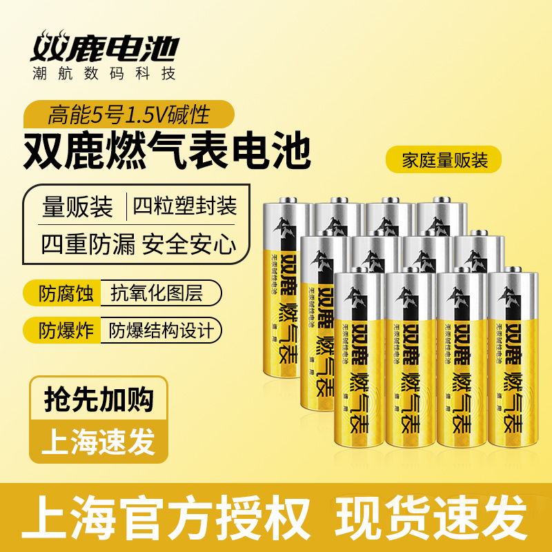 双鹿燃气表电池煤气表电池天然气表电池5号水表五号AA碱性1.5v高能电池LR6天然气表燃气灶不漏液电池-图0