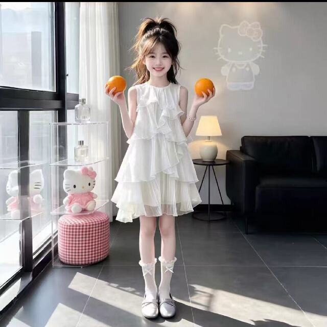 2026 Summer Girls Sleeveless Cake Dress Dress Princess