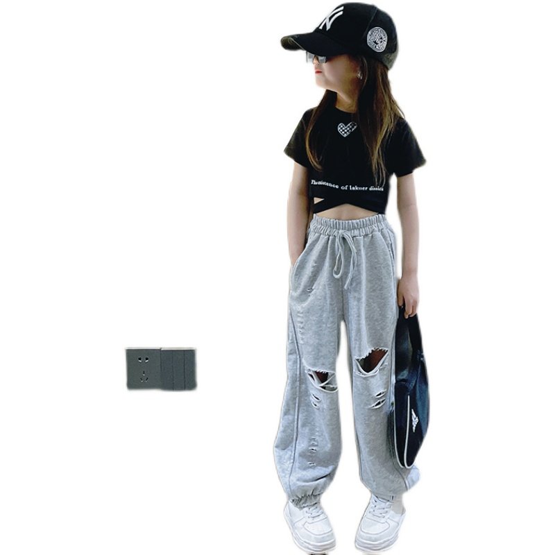 网红同款2026夏装新款女童洋气字母T恤交叉带时尚高腰露肚脐上衣,淘宝优惠券,粉丝福利购,淘宝优惠卷