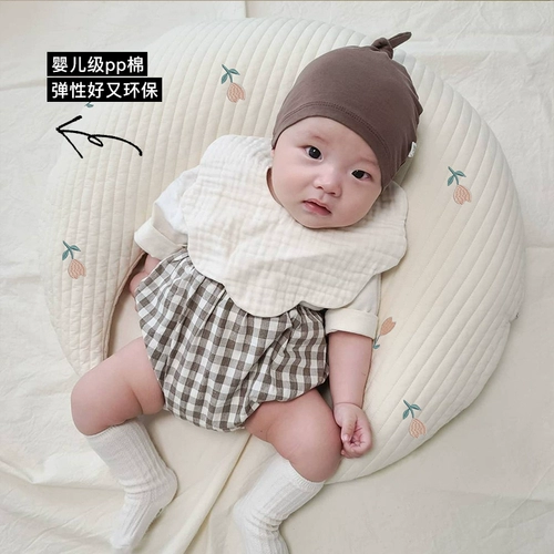 Детская хлопковая подушка для новорожденных для младенца, съёмная кроватка, с вышивкой