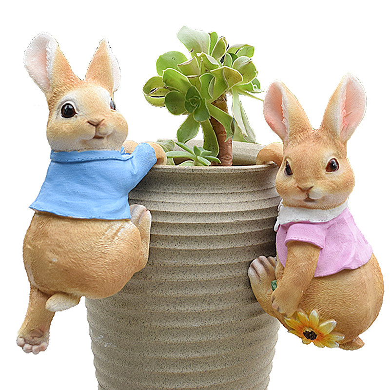 花园卡通情侣兔花盆挂件阳台树脂动物摆件庭院花店幼儿园装饰工艺,淘宝优惠券,粉丝福利购,淘宝优惠卷