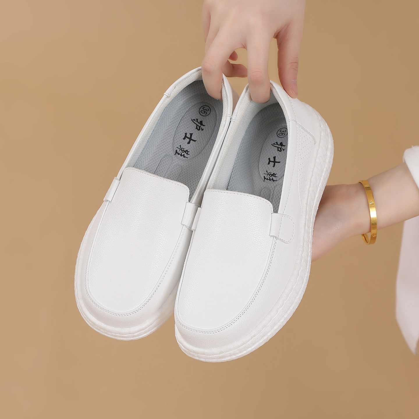 护士鞋女上班极简小白鞋女深口单鞋软底爆米花厚底透气休闲鞋平底,淘宝优惠券,粉丝福利购,淘宝优惠卷