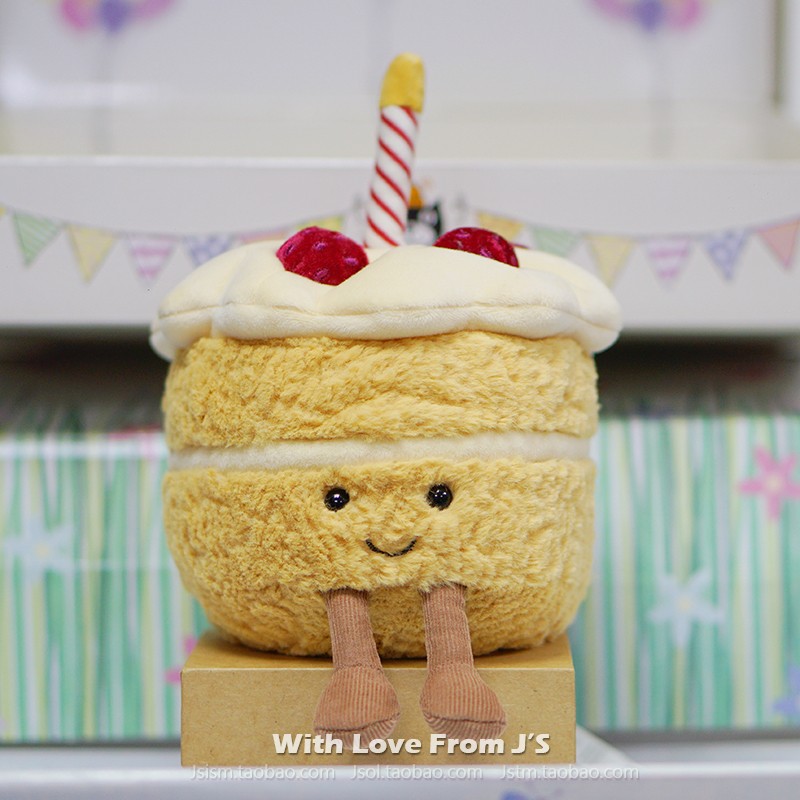 英国jELLYCAT草莓生日蛋糕毛绒公仔趣味结婚蛋糕安抚玩偶正品现货 - 图0