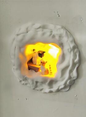 86面板堵洞装饰贴可爱小猫立体摆件新家墙面开关插座墙洞遮丑神器