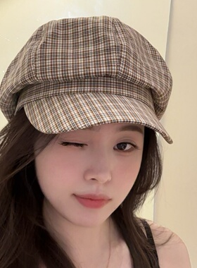 格子贝雷帽女春夏2025新款
