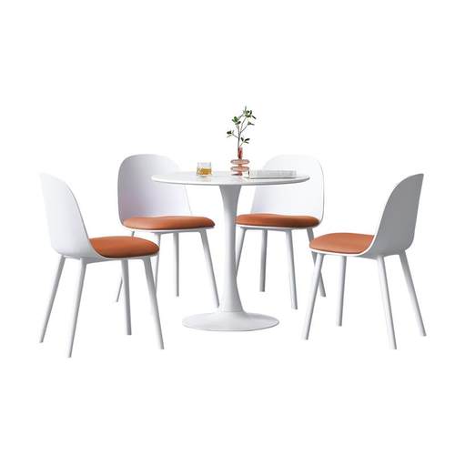 北欧简约休闲洽谈桌椅组合办公室休息接待咨询店铺小圆桌一桌四椅 - 图3