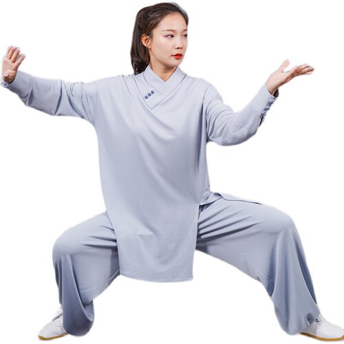 马蕾太极春秋薄款男女休闲太极服蓝时尚练功晨练服定制长袖中国风 - 图3