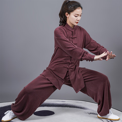 马蕾太极春秋薄款运动棉男休闲太极服长袖女练功晨练服定制中国风 - 图3