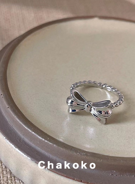 Chakoko百搭素雅气质蝴蝶结戒指