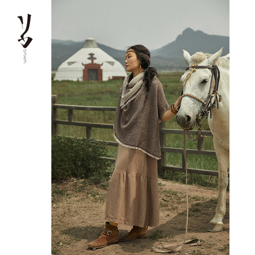 Say Ya 【幻】复古老花福纹羊绒方巾 围巾披肩优雅保暖 - 图1