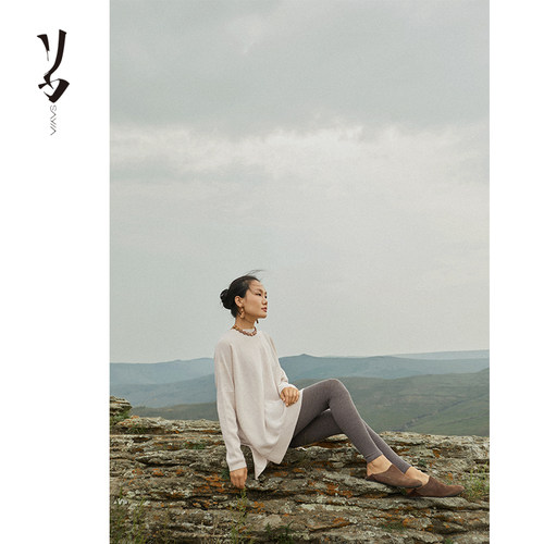 SayYa 【幻】精纺灰色纯山羊绒打底裤薄款外穿保暖裤女士升级版 - 图1
