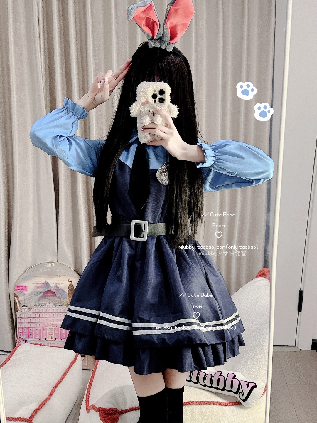 Miubby「兔子警官」朱迪cos服连衣裙裤子万圣节漫展卡通角色套装-图0