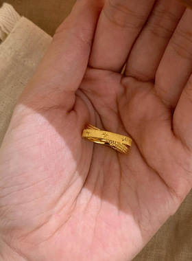 双环拉丝星芒戒指女ins风开口指环轻奢小众高级感气质双层简约