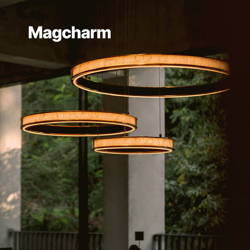 诺克Magcharm云璃客厅吊灯现代简约艺术轻奢云石圆形灯具大厅主灯 - 图0