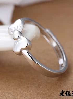 纯银可调节百搭尾戒