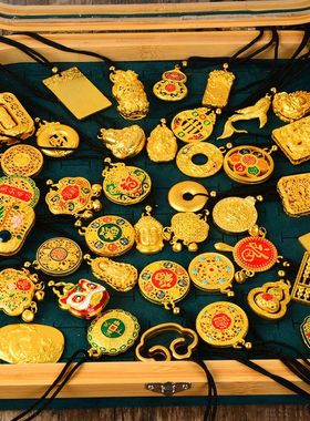 保色合金国风镂空福锁吊坠坠子