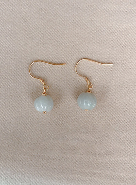 万圣节耳环女新款气质小众设计感耳钉天然翡翠南瓜耳饰