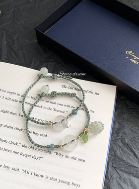 【多肉青提】天然白玉髓和田玉翡翠手绳手链绿水晶葡萄手饰女