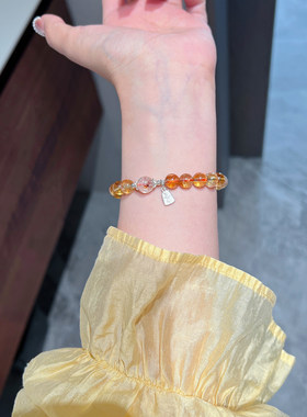 超绝闭眼入！来财！原创天然黄水晶手串手链女礼物紫水晶925纯银