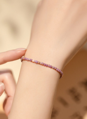 2mm紫云母水晶紫水晶手链女款招桃花转运珠天然少女古风手串