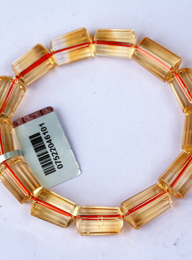 天然宝石 天然黄水晶手链  天然黄水晶切面 黄水晶手链