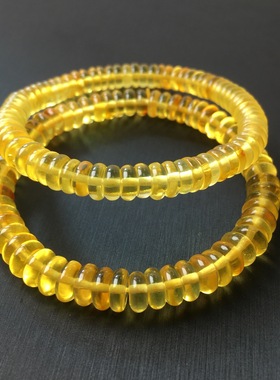 未镶嵌自然天蜜蜡金珀碟珠手