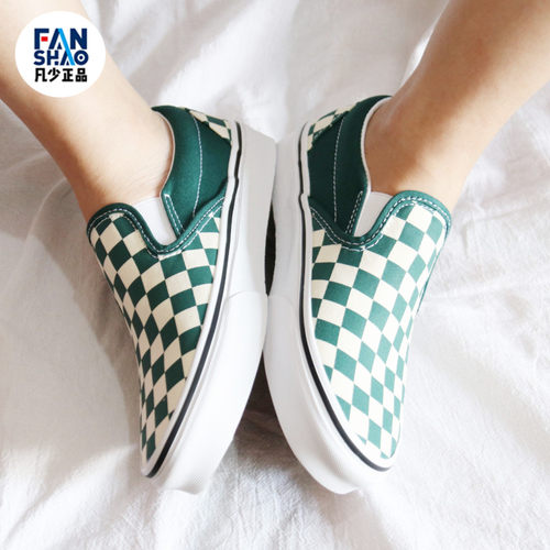VANS范斯slip on经典黑白棋盘格一脚蹬情侣休闲帆布鞋VN000EYEBWW - 图2