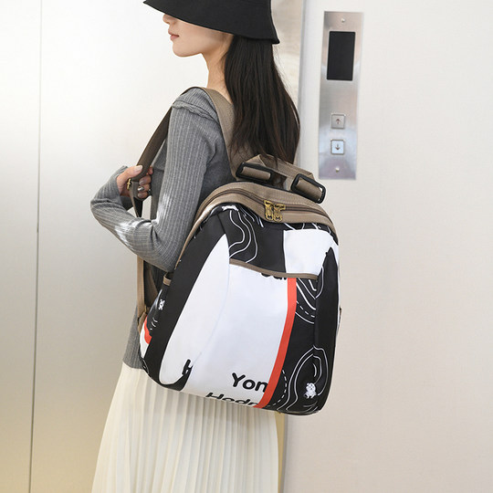 Casual backpack, fashionable and versatile, lightweight school bag for women's travel, multifunctional Oxford cloth backpack, large capacity mommy bag