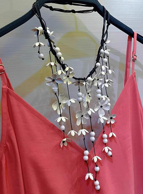 欧美夸张个性花朵项链时髦精个性配饰颈链高级感手工编织锁骨链