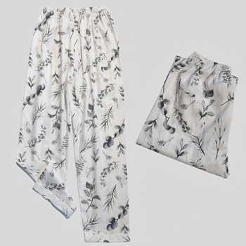 ຝ້າຍບໍລິສຸດຂອງແມ່ຍິງບວກກັບໄຂມັນບວກກັບຝ້າຍວ່າງຂະຫນາດໃຫຍ່ floral ພາກຮຽນ spring ແລະ summer ບາງຝ້າຍເຮືອນ pajamas ກາງແລະຜູ້ສູງອາຍຸ trousers