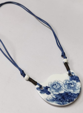 云南女式青花瓷印花项链