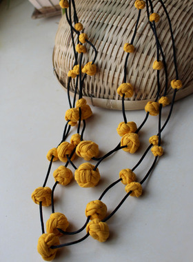 包邮杨丽萍大爱复古布球吊坠项链