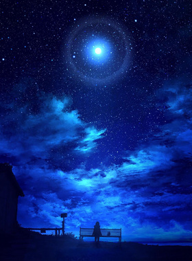 星空夜景海报宇宙银河风景宿舍卧室客厅沙发背景墙贴装饰画定制