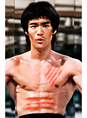 李小龙海报武术功夫明星拳击馆肌肉男健身墙贴宿舍装饰壁纸画定制