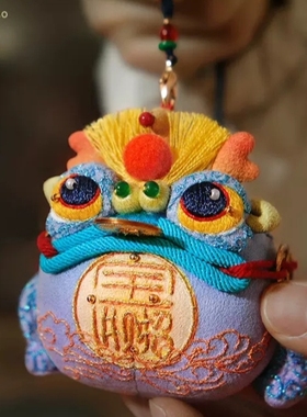 金蟾刺绣手工成品绣十二国潮立体摆件布艺非遗古风香囊车挂件礼物
