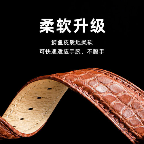 真皮表带鳄鱼皮手表带圆纹男女代用天梭美度浪琴欧米茄万国积家 - 图0