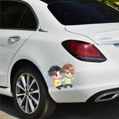 王一博肖战博君一肖双人可爱q版卡通漫画汽车电脑行李箱车贴纸画2 虎窝淘