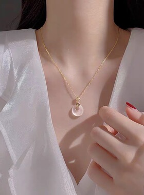 福气平安扣S999足银项链女纯银玉髓吊坠情人节礼物送妈妈老婆女友