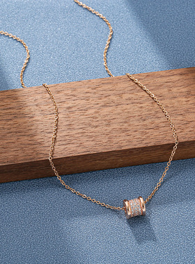 不掉色18k玫瑰金色小蛮腰项链女2025新款爆款轻奢小众高级锁骨链