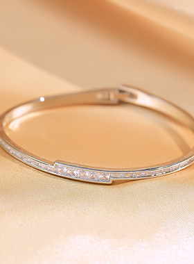 轻奢超闪金闪闪满钻手镯女网红开口简约设计质感爆款不掉色镯子