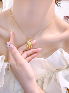 招财长命锁2025年新款女锁骨链