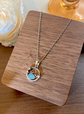 不掉色原创设计海洋小鲸鱼项链女轻奢小众高级感锁骨链生日礼物