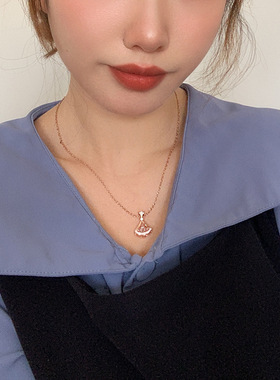 网红灵动扇形裙子项链女18K金色