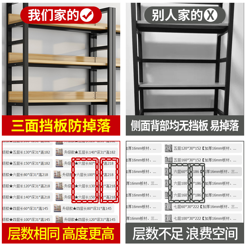 书架置物架落地家用卧室多层收纳架子铁艺储物架客厅儿童简易书柜