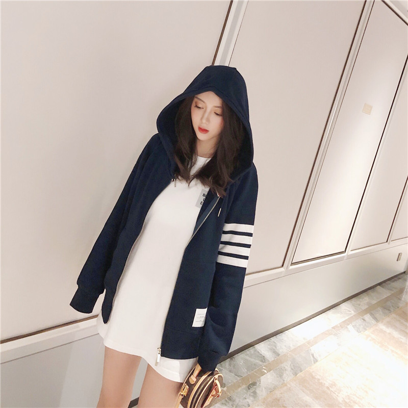 tb卫衣外套女宽松韩版2021新款春秋季连帽拉链潮ins情侣长袖开衫_ ...
