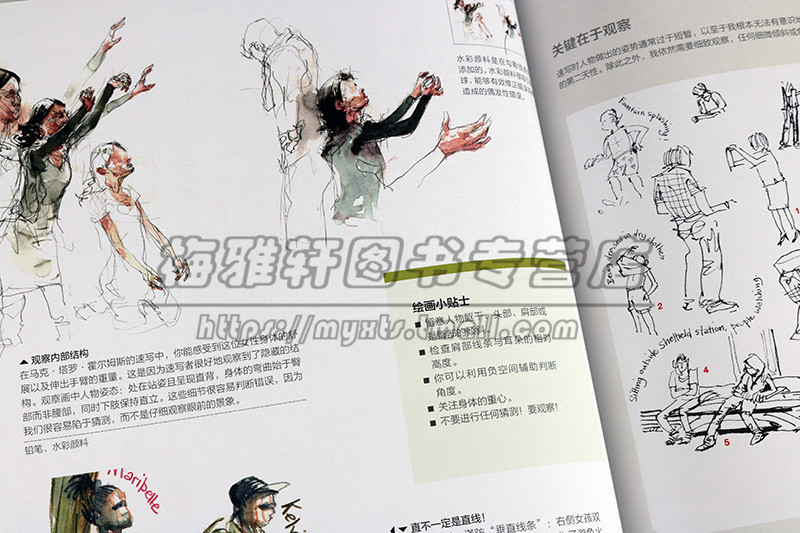 时光速写 手绘街头人物素描速写人物肖像动作手绘插画彩铅水彩线描入门技法解析初学者零基础自学教程书籍 上海人民美术