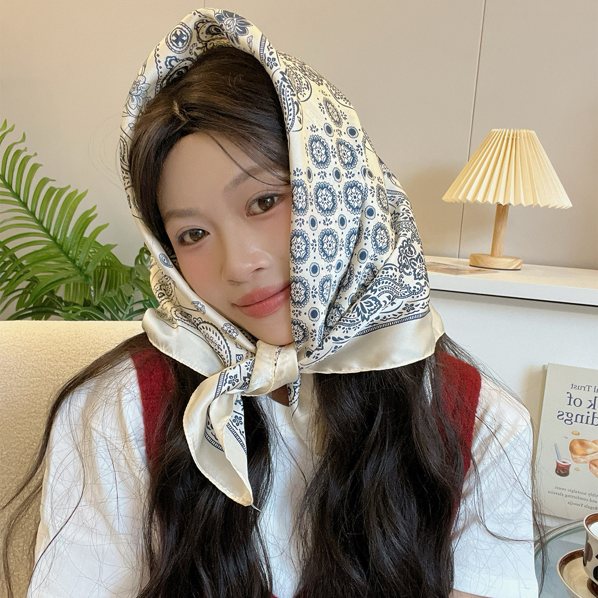 复古腰果花丝巾方巾女春秋薄款头巾发带小领巾时尚百搭高级感配饰,淘宝优惠券,粉丝福利购,淘宝优惠卷